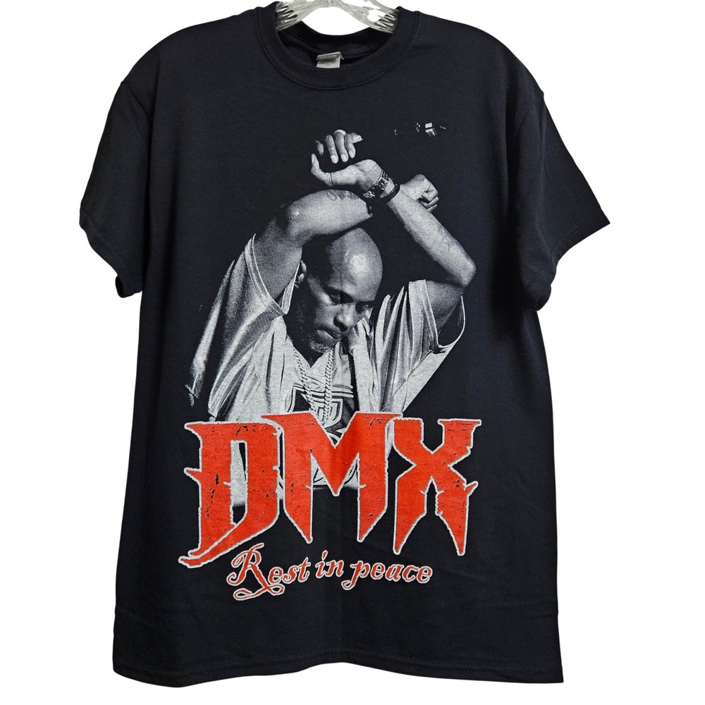 DMX Rest In Peace Graphic T-Shirt Mens M Black Tribute Rap Tee Short Sleeve Y2K